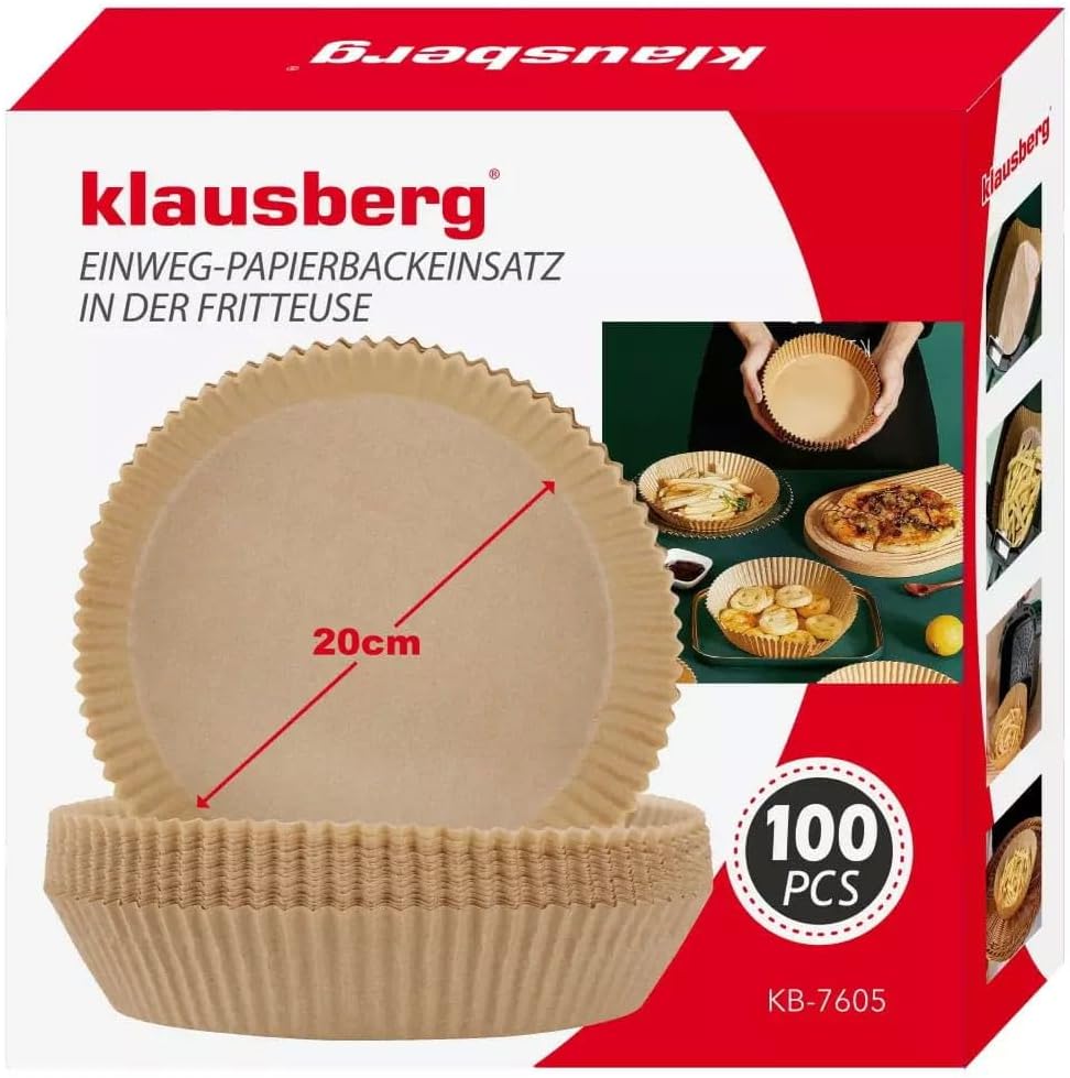 Satz mit 100 Friteuseneinsätzen aus Papier Ø20 cm KLAUSBERG KB-7605