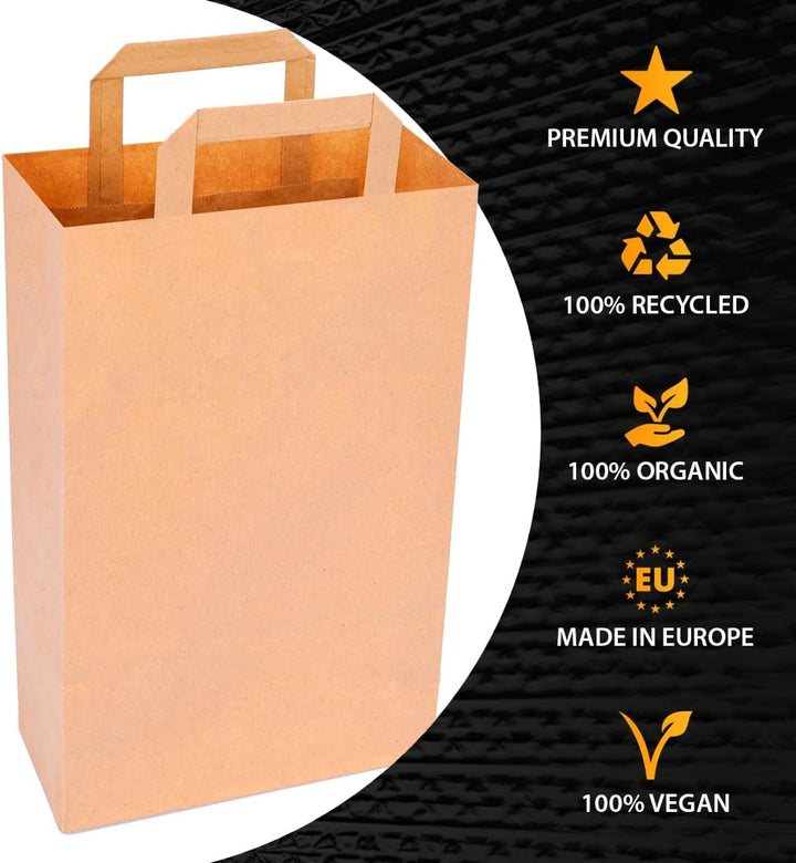 verpacking Papiertragetaschen mit Flachhenkel 45 x 32 x 16 cm Braun - Papiertüten Bio Papiertasche K