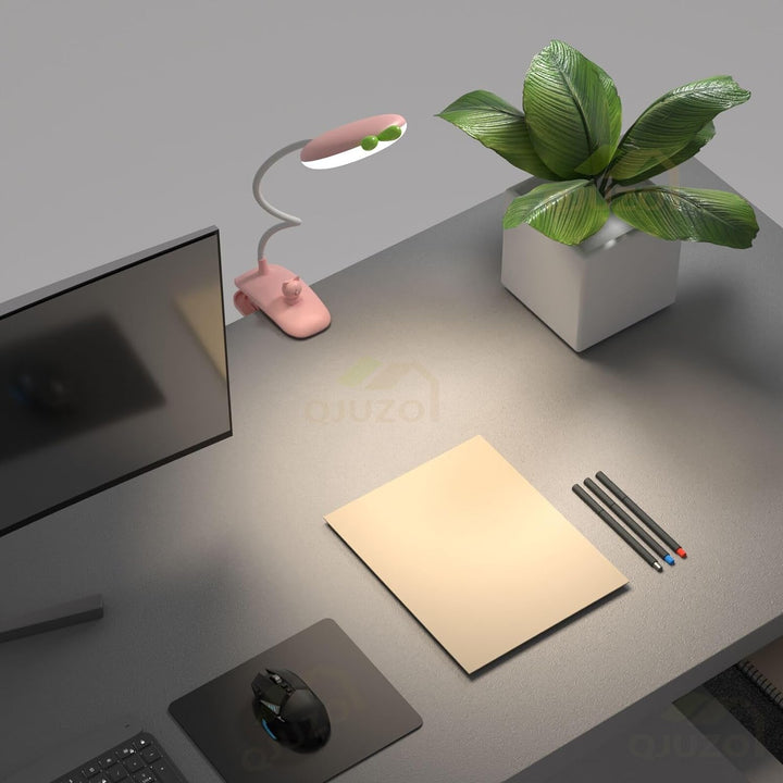 QJUZO Klemmleuchte Kinder Bett, LED Dimmbar Leselampe Buch Klemme USB Aufladbar Kinderzimmer Schreib