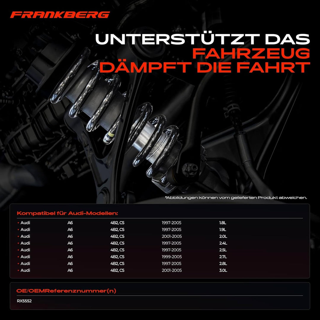 Frankberg 2x Federn Fahrwerksfeder Hinterachse Kompatibel mit A6 4B2 C5 1.8L-3.0L Limousine 1997-200