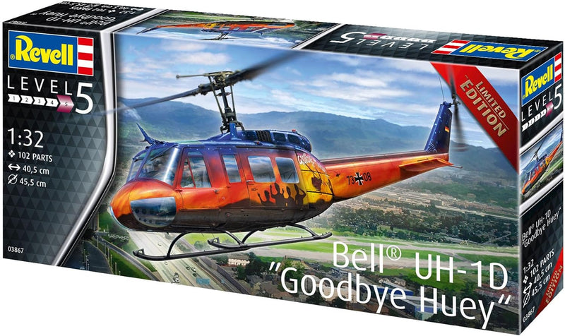 Revell 03867 Bell UH-1D Goodbye Huey, der Teppichklopfer zum Selberbauen, Helikoptermodell 1:32, 40,