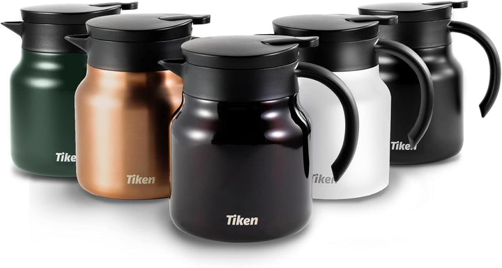 Tiken 800ml Thermoskanne aus Doppelwandingem Edelstahl Isolierkanne Kaffeekanne mit Quick Tip Versch