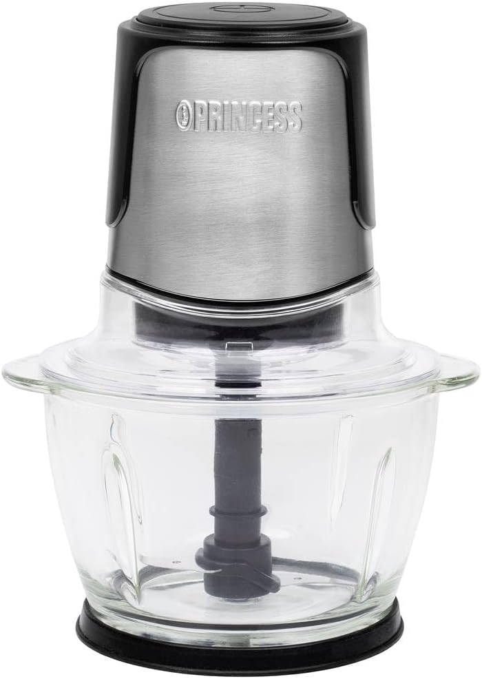 Princess Mini Zerkleinerer – 2 Edelstahlklingen, Glasbehälter 1 l, 300 W, 221051 1 Liter Fassungsver
