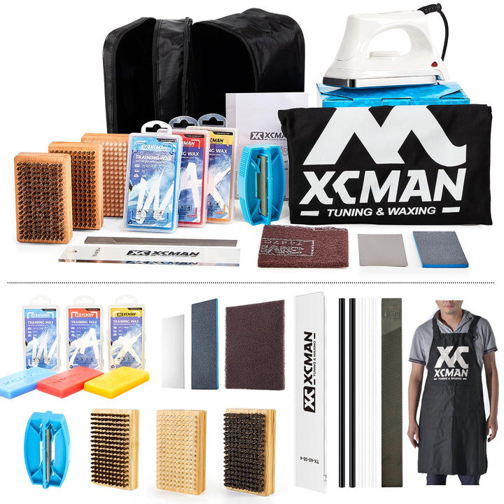XCMAN Complete Ski Snowboard Tuning and Waxing Kit with Waxing Iron,Ski Training Wax,Edge Tuner,Ptex