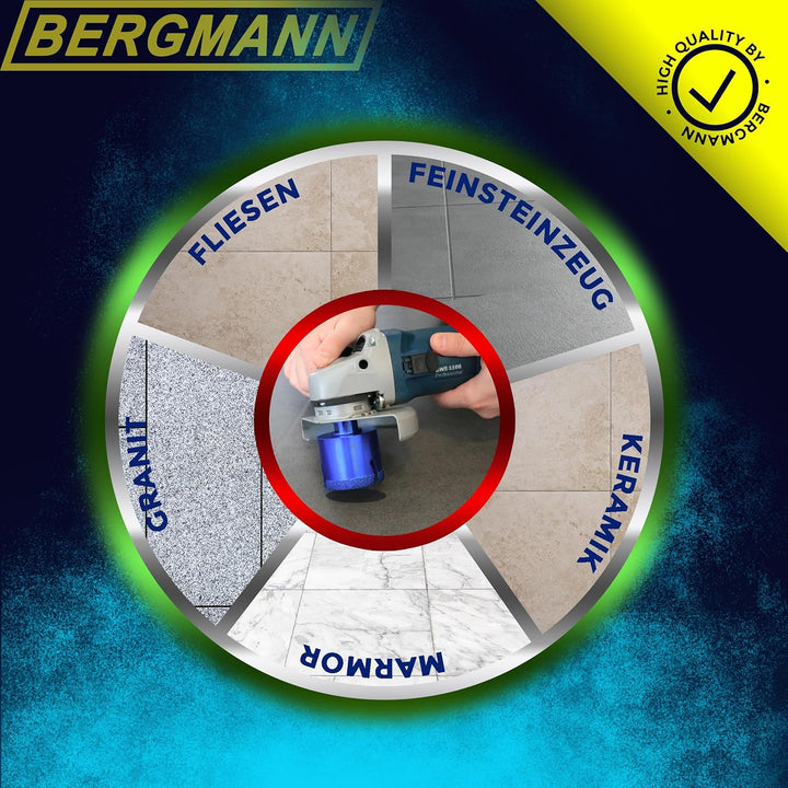 BERGMANN ® ∅ 82mm x M14 | Profi Fliesenbohrer Diamantbohrer Granitbohrer | Winkelschleifer Feinstein