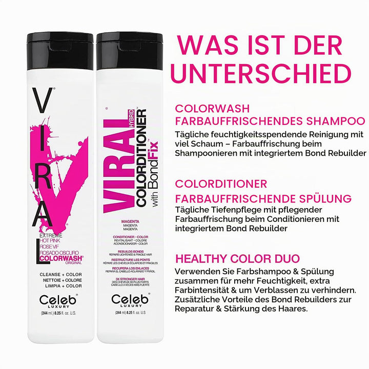 Celeb Luxury Viral Semi Permanent Colorwash Shampoo - Extreme Hot Pink 245ml
