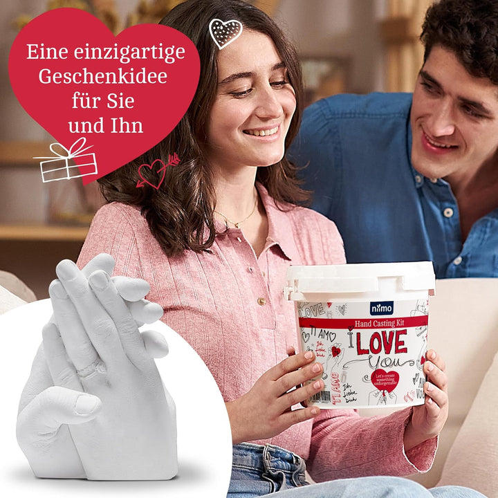 Niimo® 'I love you' 3D Handabdruck Set für Paare - Personalisierte Geschenke für Frauen & Männer, De