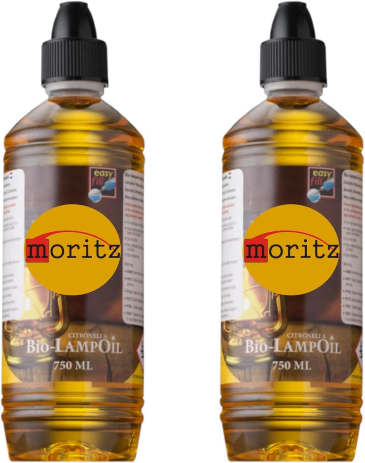 2 x 750 ml Moritz Bio Lampenöl Citronella für Fackeln Öllampen Sturmlaternen Wandfackeln