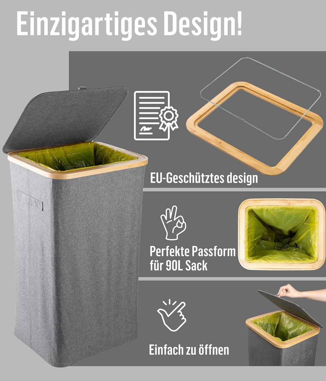 Deco haus® Gelber Sack Ständer 90L [Extra Tragetasche] - Gelber Sack Mülleimer - Stabiler Müllsackst