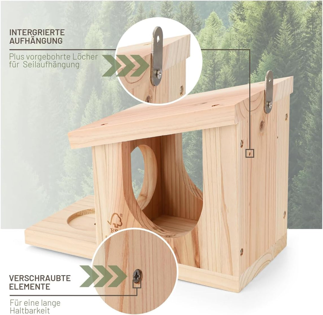wildtier liebe Eichhörnchen Futterhaus - Spielhaus wetterfest I aus verschraubtem Massiv-Holz Futter