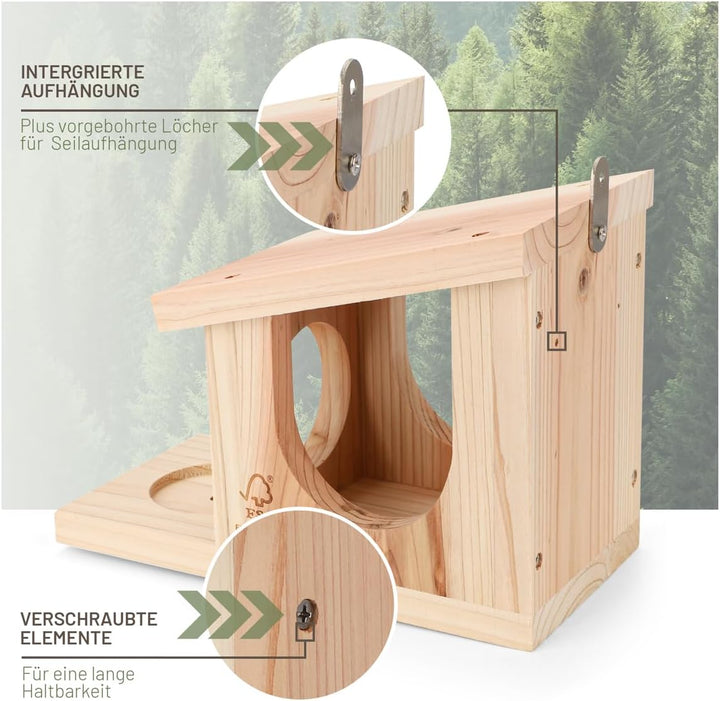 wildtier liebe Eichhörnchen Futterhaus - Spielhaus wetterfest I aus verschraubtem Massiv-Holz Futter
