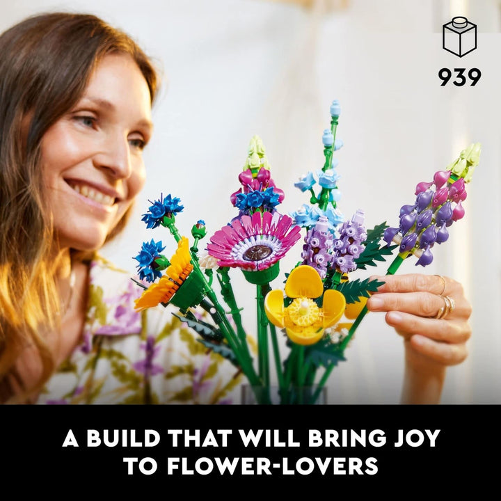 LEGO Icons Wildflower Bouquet 10313 Set - Künstliche Blumen mit Mohnblumen und Lavendel, Erwachsenen