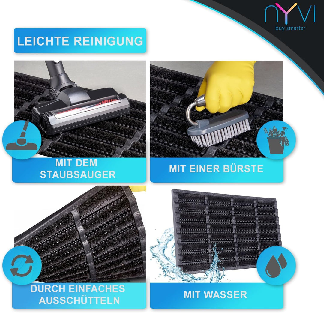 NYVI Outdoor Fussmatte KokosGUARD 40x60 cm Schwarz - Wetterfest, rutschfest, Robust - Fussabtreter m