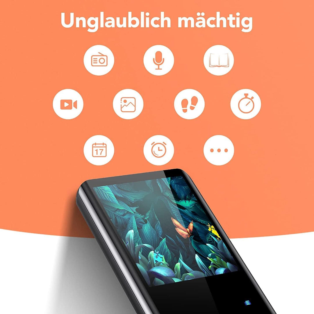 MP3 Player, 32GB Bluetooth 5.0 MP3 Player mit Kopfhörer, MP3 Player Kinder FM Radio Voice Recorder 2