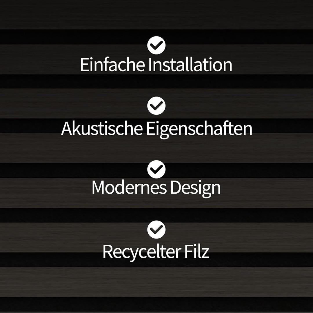 Akustikpaneele Holz 240x60cm(8,64m²),6 Pack Wandpaneele mit Holzfunier & Filz,Holzpaneele Wand für Z