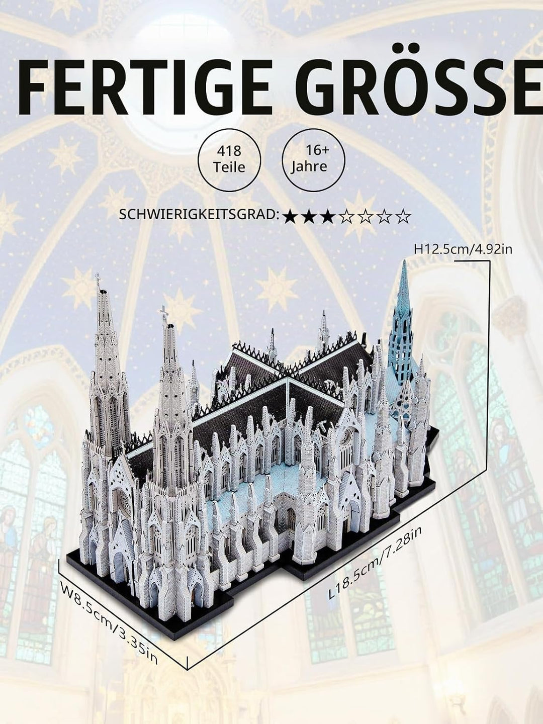 Piececool 3D Puzzle Architecture, 3D Puzzle Pierecool für 340 Edelstahl, Ganzes, 1:1 Wiederherstelle