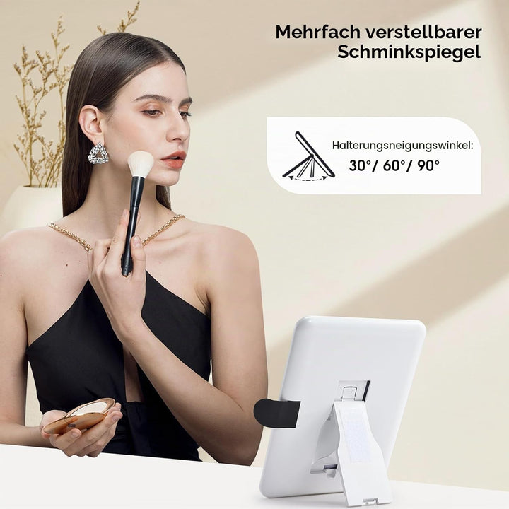 Leder-Kosmetiktasche mit LED-beleuchtetem Spiegel Reise-Kosmetikkoffer Einstellbare Helligkeit in 3