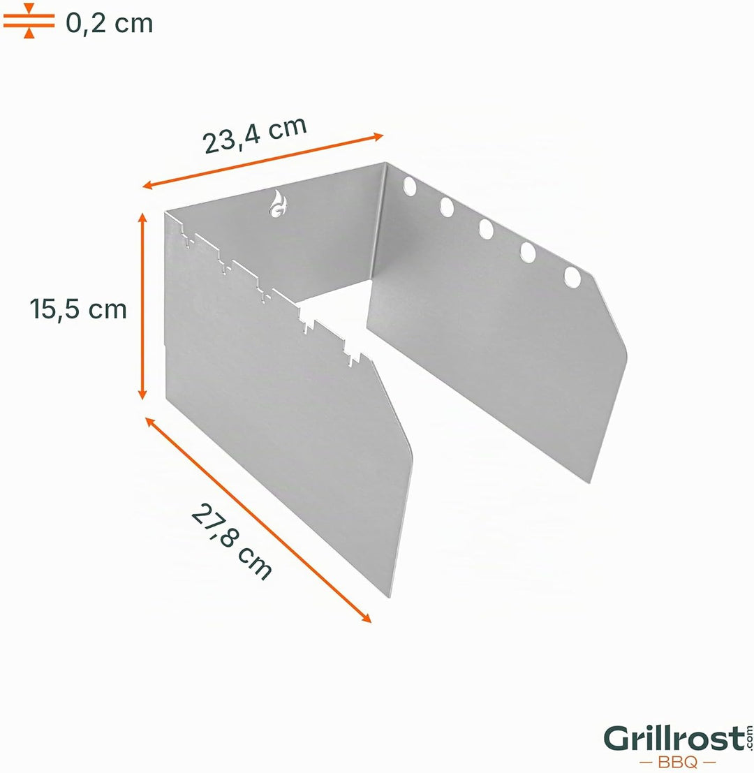 Grillrost.com Das Original Edelstahl Windschutz und Spiesshalter | für Napoleon kleine Sizzle Zone (