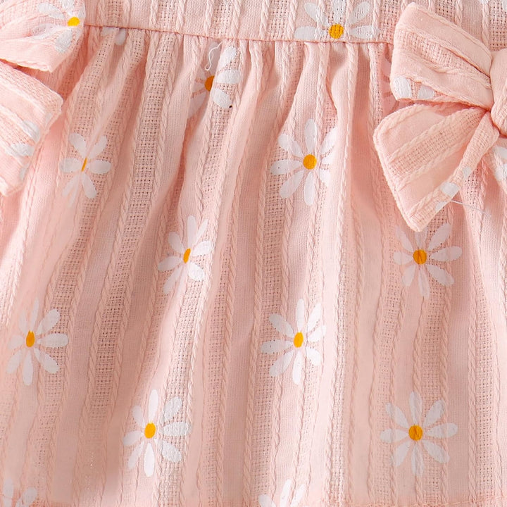 Sommerkleidung für Babys Mädchen Niedliches Rüschen-Gänseblümchen-Top Shorts und Hose Set für Kleink