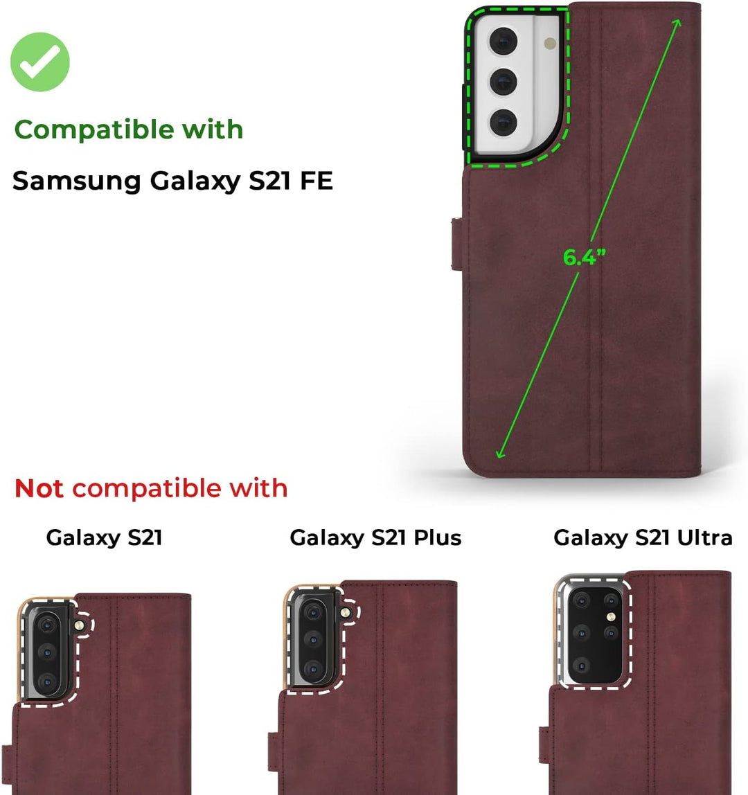 Snakehive Galaxy S21 FE 5G Hülle Leder | Stylische Handyhülle mit Kartenhalter & Standfuss | Handyhü