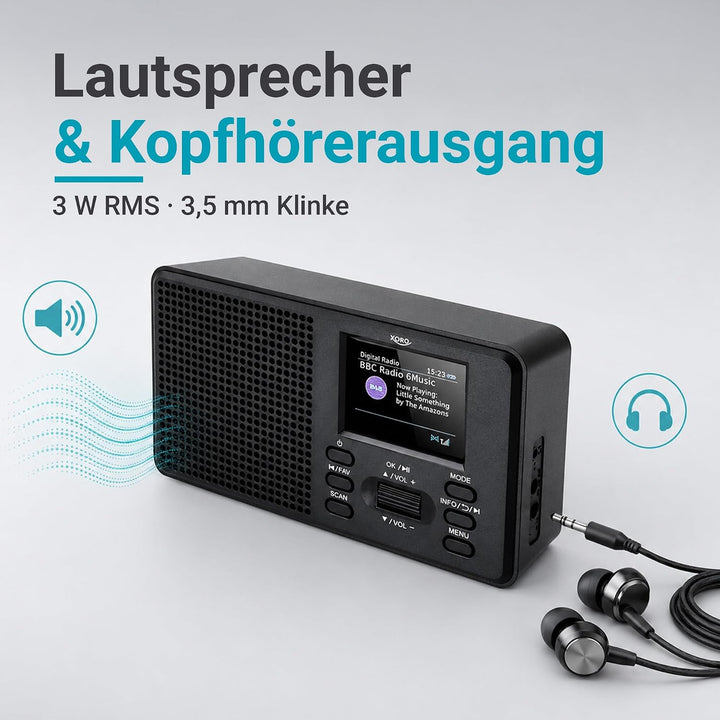 XORO DAB 142 - Tragbares Digitalradio, UKW und DAB+ Empfang, Senderspeicher, RDS-Funktion, Wecker, B