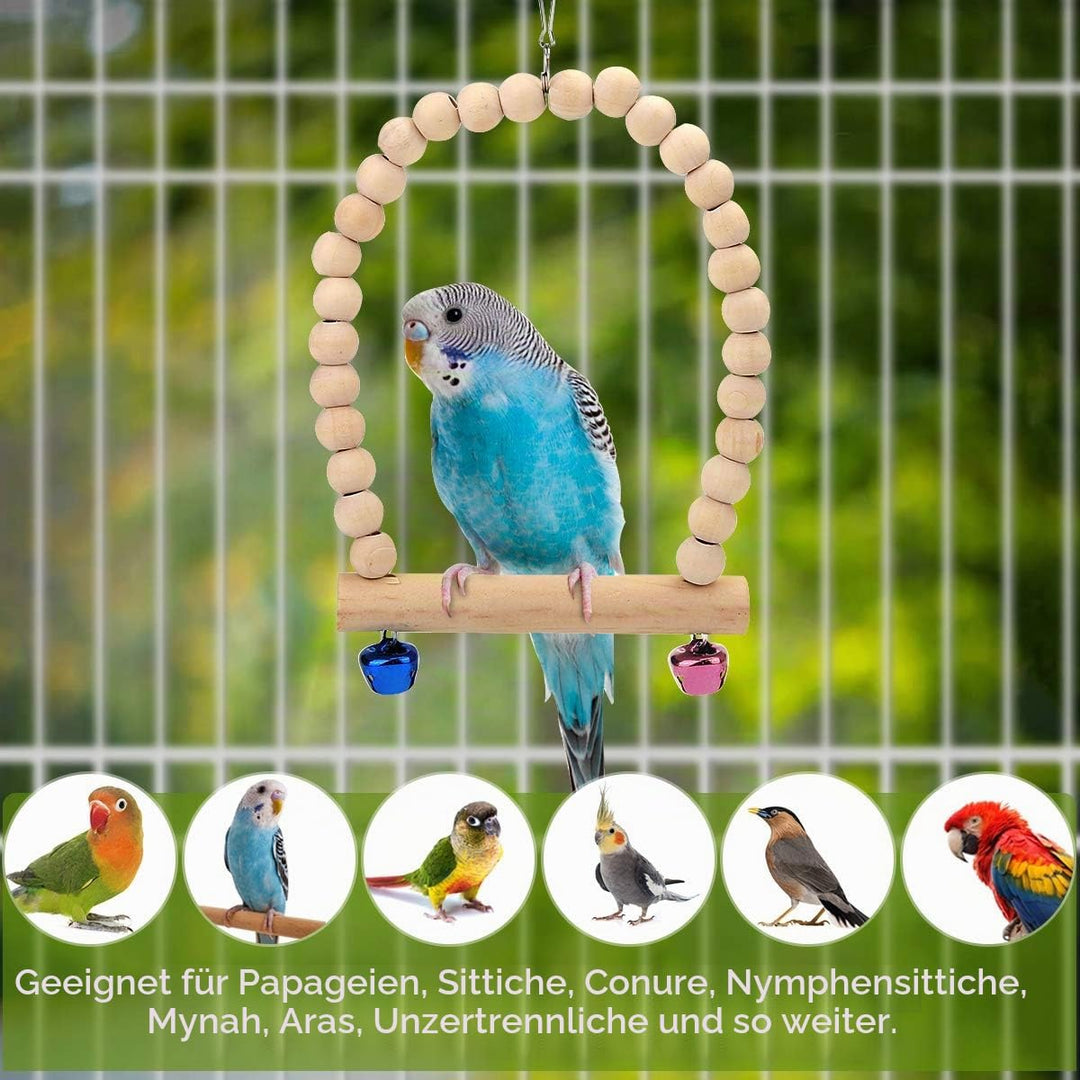 Vegena Vogelspielzeug, 8er Set Vögel Holzleiter Spielzeug mit Landeplatz Vogelkäfig Zubehör für Well