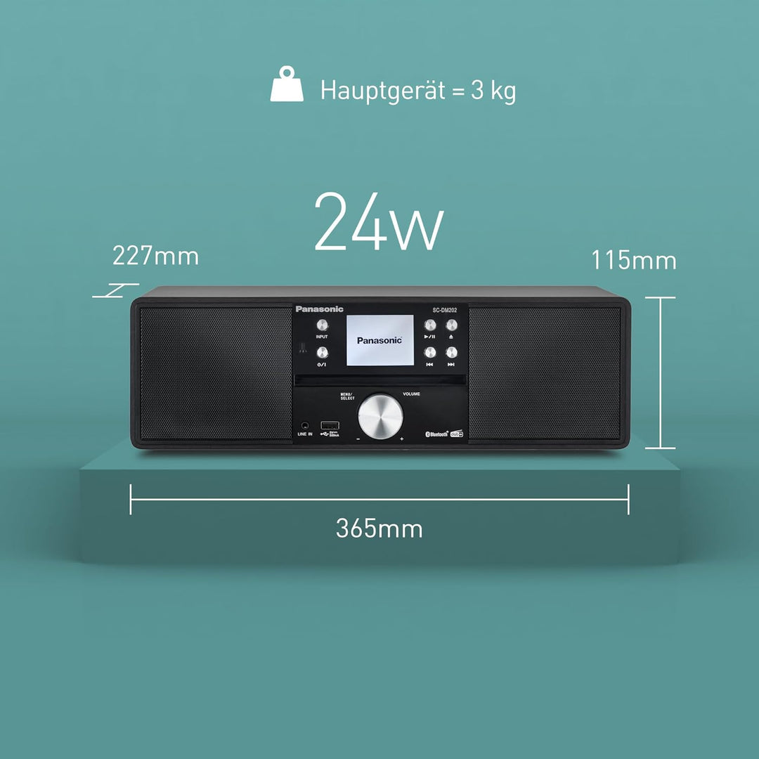 Panasonic SC-DM202EG-K Kompaktes Micro HiFi Stereosystem mit CD, DAB+/FM Radio, USB und Bluetooth, 2