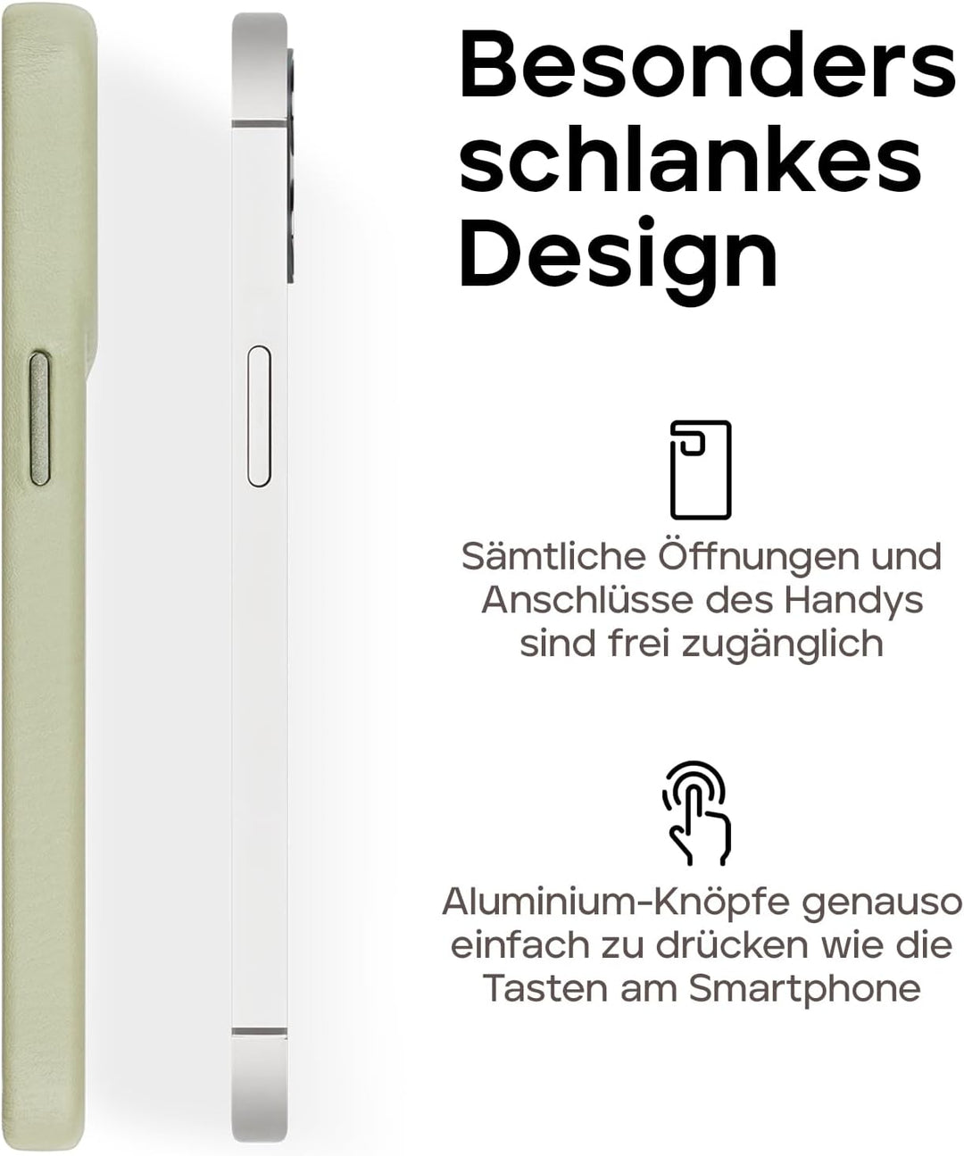 WIIUKA Hülle für iPhone 15 Pro Max, Leder aus Deutschland, Lederhülle extra Dünn, Premium Handyhülle