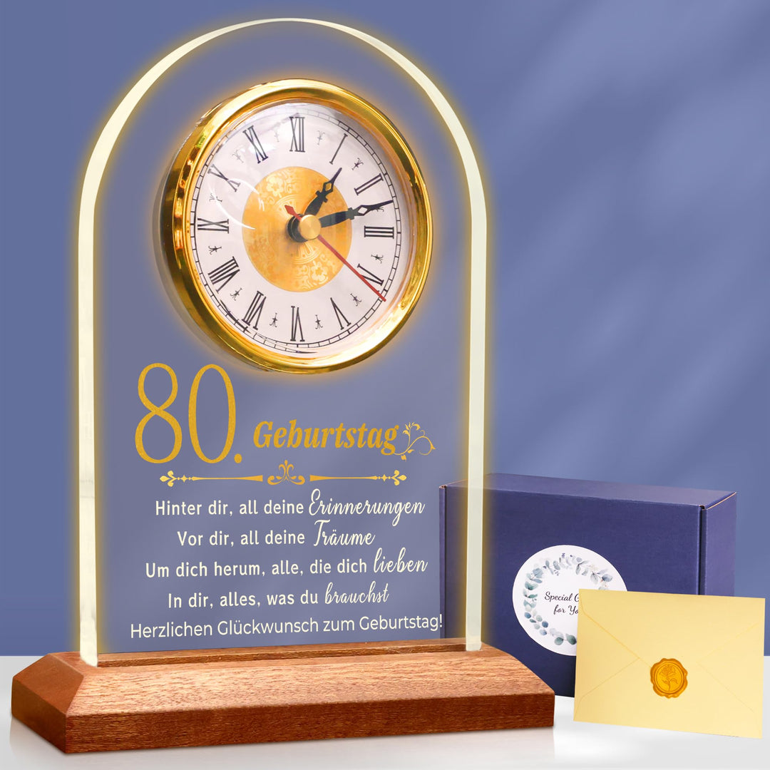 OkiyiD 80. Geburtstag Geschenke für Frauen, Besonderes Geburtstagsgeschenk - Quarzuhr Tischuhr, Cool