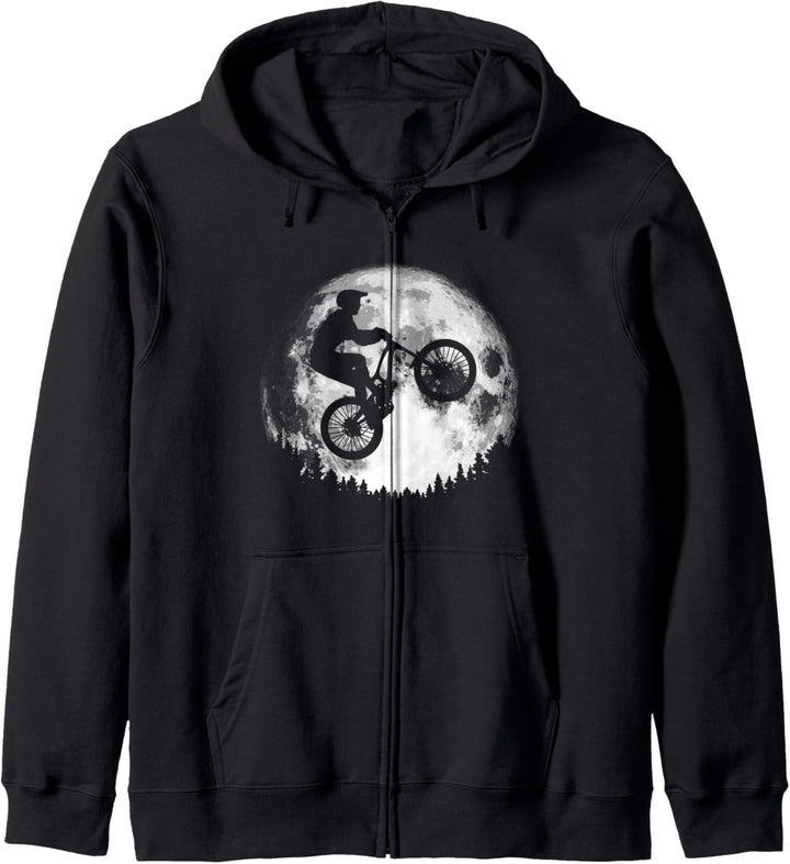 Vintage Mountain Bike & Moon Retro MTB 80s Vibe Kapuzenjacke