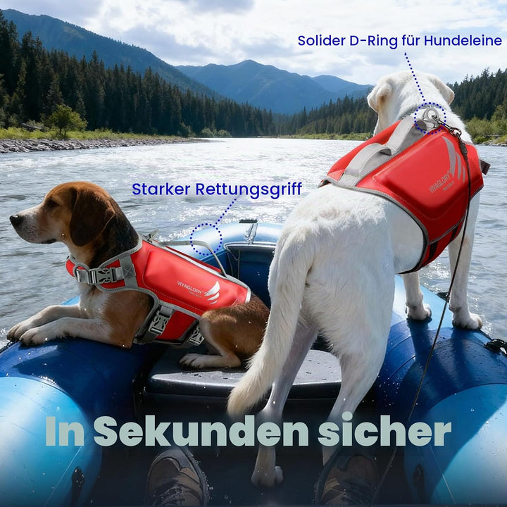 VIVAGLORY Hunde Schwimmweste High Buoyancy Hundeschwimmweste, S, Rot | Rettungswesten Hunde-Schwimmw