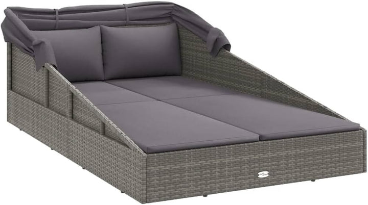 Festnight Sonnenliege 2 Personen mit Dach doppelliege Outdoor gartenliege 2 Personen Rattan gartenli