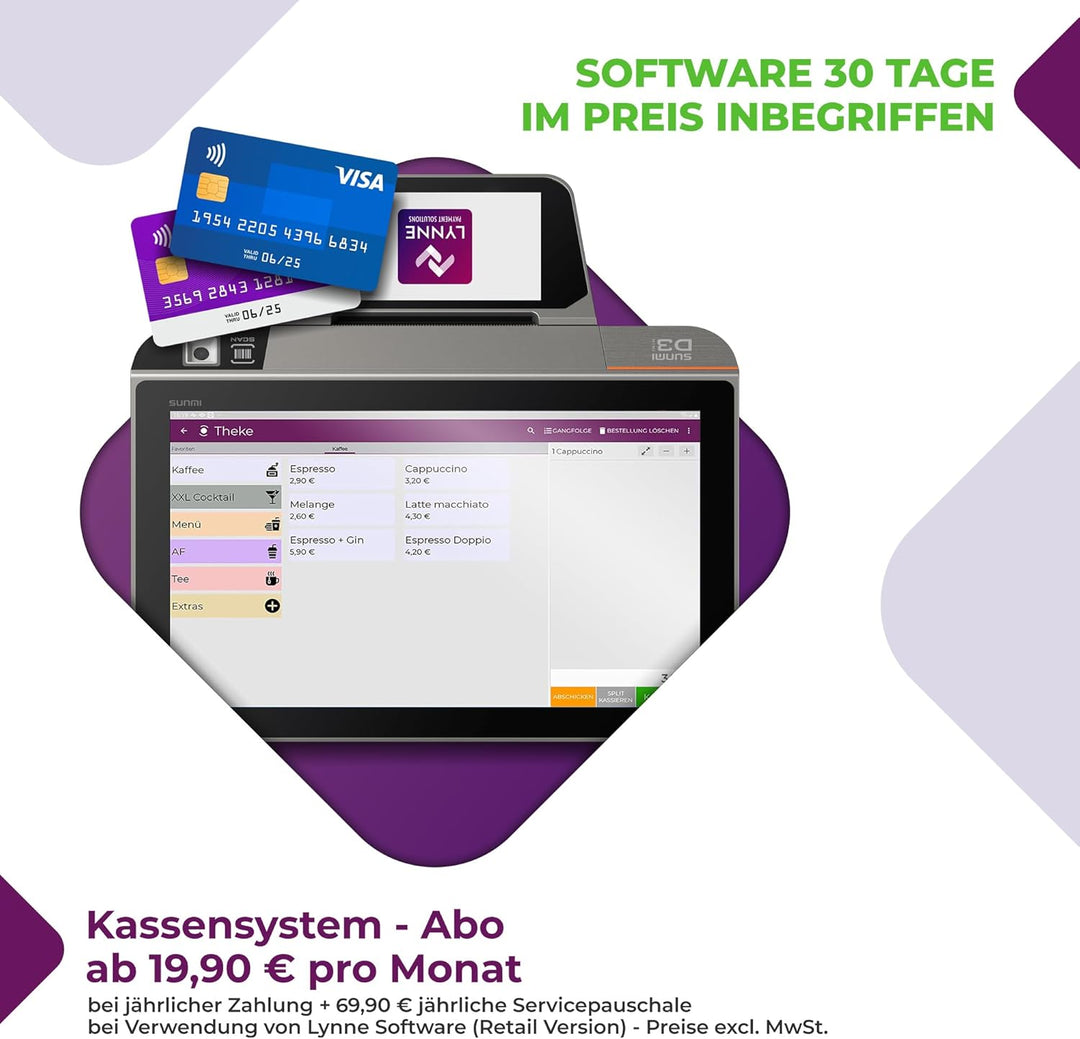 Registrierkasse TSE ready - Kassensystem mit Kartenterminal (POS) und Bondrucker - Kasse mit Kartenz