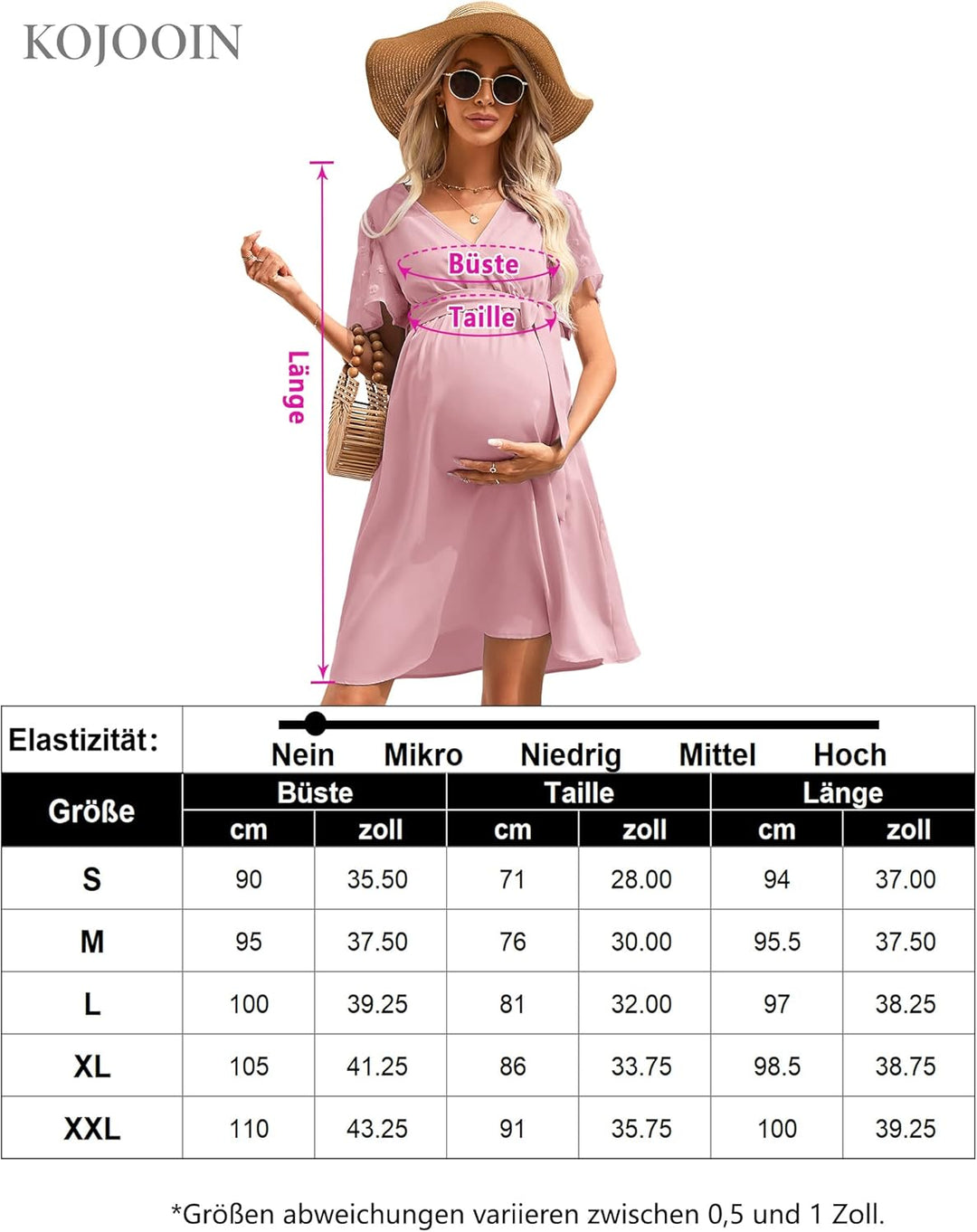 KOJOOIN Damen Umstandskleid Tüll Kurzarm Stillkleid Swiss Dot V-Ausschnitt Schwangere Kleider Mutter