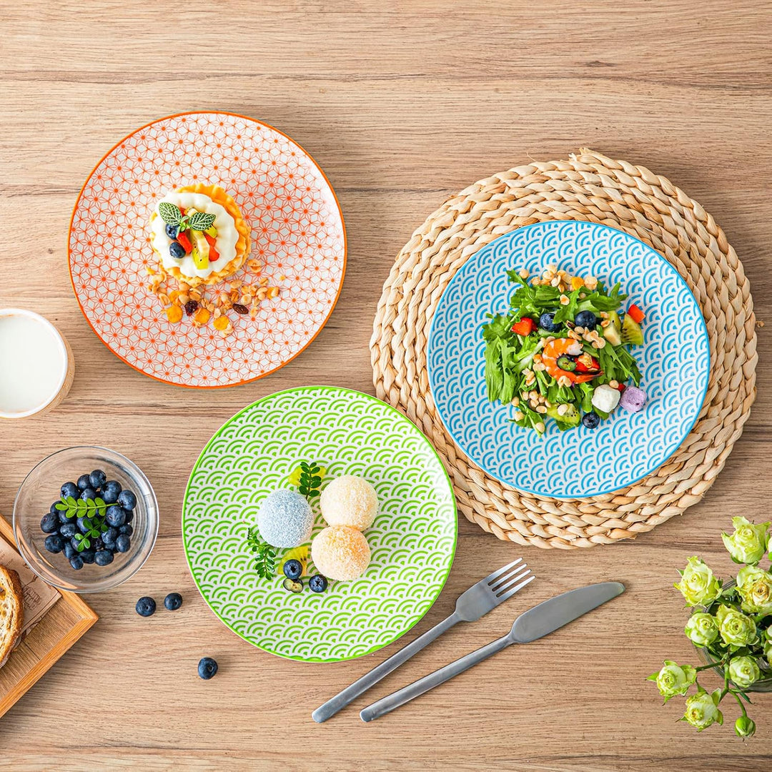 vancasso Natsuki Porzellan Dessertteller, 4 teilig Set Kuchenteller, Ø 21,5 cm Flachteller für Frühs
