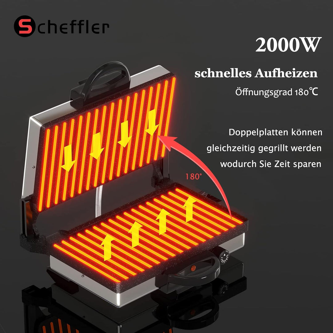 Kontaktgrill, Scheffler 2000W Optigrill,Multi grill, Lahmacun Makinasi, Grill, Toaster, Brotmaschine
