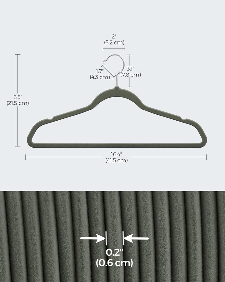 SONGMICS Kleiderbügel Samt, 100er Set, Bügel, Jackenbügel, 41,5 cm breit, Anzugbügel, dünn, gut bela
