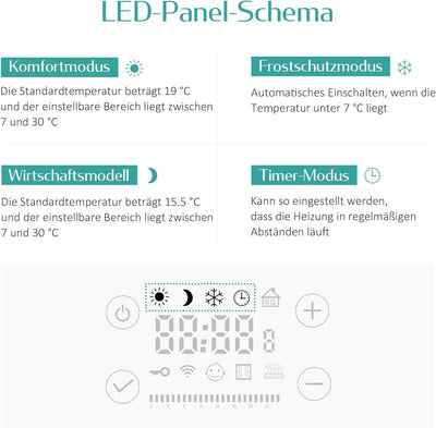 EMKE Elektrischer Handtuchheizkörper 75 x 40 cm, Badheizkörper Elektrisch mit Touchschalter Timer, H