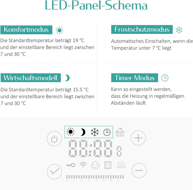 EMKE Elektrischer Handtuchheizkörper 75 x 40 cm, Badheizkörper Elektrisch mit Touchschalter Timer, H