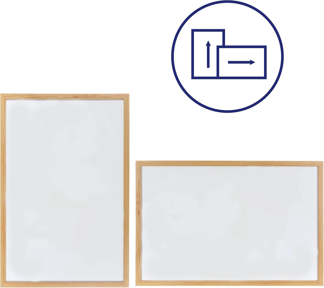 30x40cm Whiteboard mit Holzrahmen, Kreidetafel Löschbar, Weiss Tafel mit Schwarzer Marker 30x40cm We