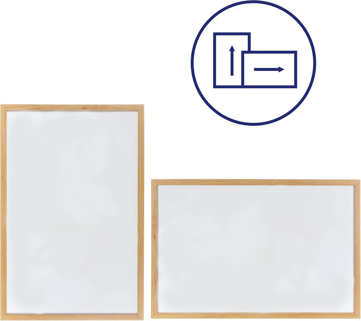 40x60cm Whiteboard mit Holzrahmen, Kreidetafel Löschbar, Weiss Tafel Schwarzer Marker, 40x60cm Weiss