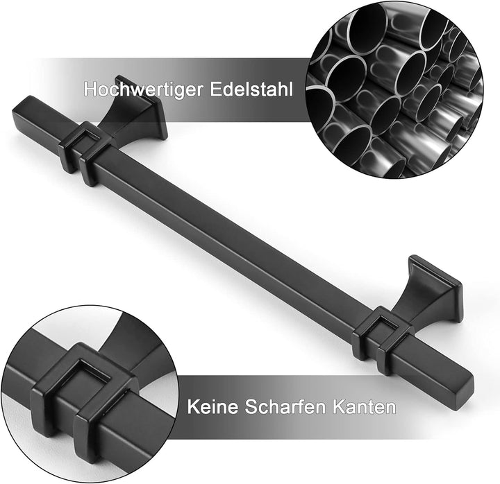 LONTAN 20 Stück Möbelgriffe Schwarz 128mm Griffe für Küchenschränke Schrankgriffe aus Edelstahl Schu