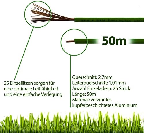 50m Begrenzungskabel + 150 Erdspiesse + 10 Kabelverbinder für Mähroboter Rasenmäher Rasenroboter Zub