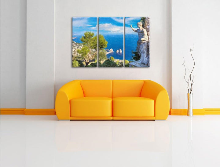 Pixxprint Insel Capri in Italien als Leinwandbild/Grösse: 3 Teilig (120x80 cm) cm/Wandbild/Kunstdruc