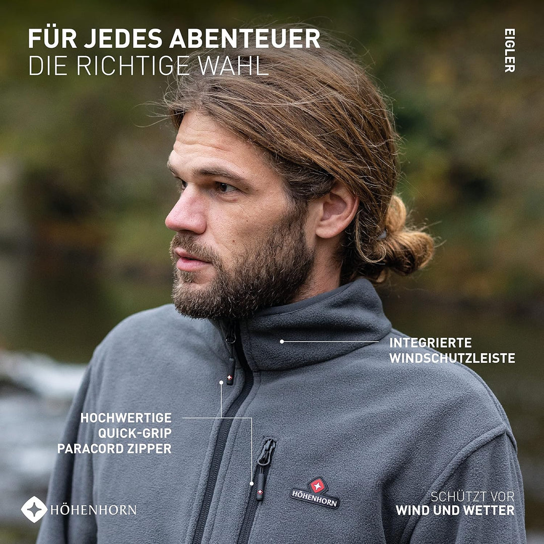 Höhenhorn Eigler Herren Fleece Jacke Full Zip Outdoor Wander Trekking S Grau, S Grau
