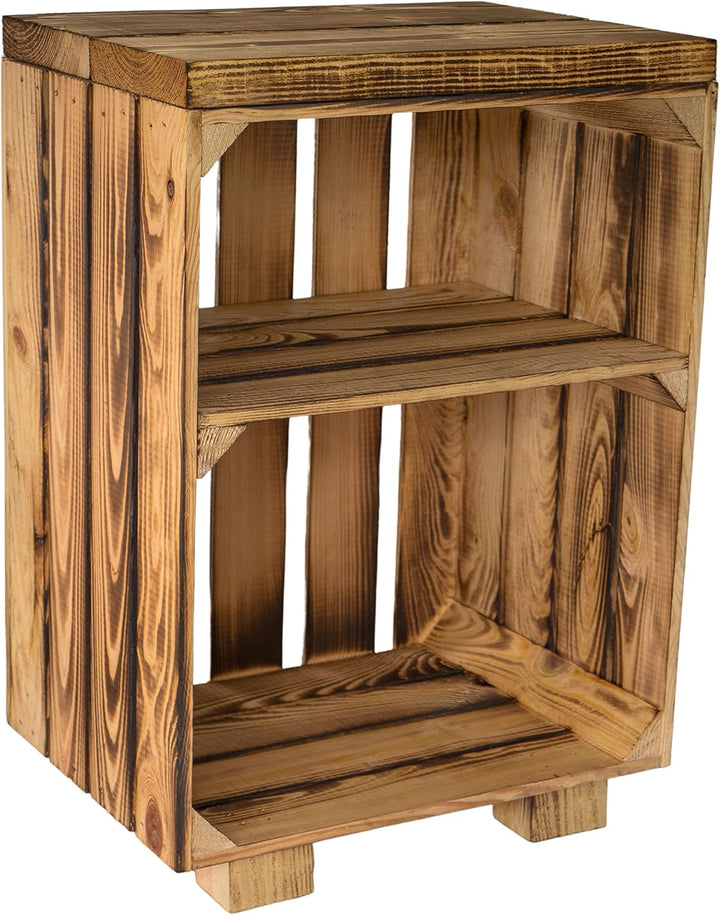 Kistenkolli Altes Land Nachttisch Abstelltisch weiss/Natur/geflammt Masse ca 30x40x55cm Regalkiste F