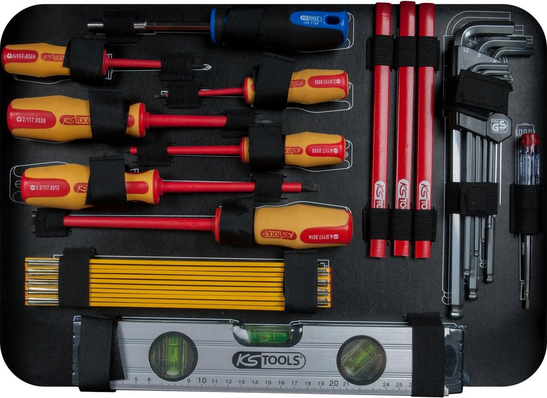 KS Tools 911.0628 1/4" + 1/2“ Elektriker-Werkzeugsatz, 128-tlg.