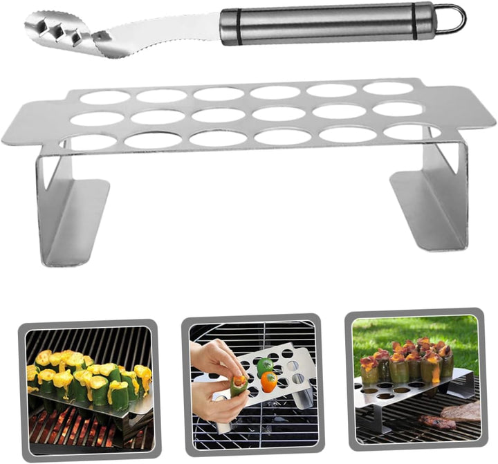 Cabilock 1 Satz Grillzubehör Bräter Grillrost Aus Metall Grillständer Hähnchenschenkel-grillrost Bac