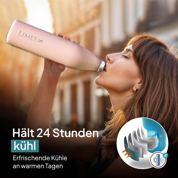 Thermosflasche Edelstahl 1L [HEIss & KALT] – 5-fach vakuumisolierte Trinkflasche – Auslaufsichere &