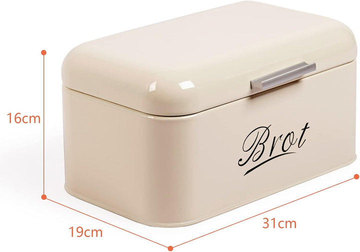 Theo&Cleo Brotkasten mit Deckel, Grosser Knäckebrot Box aus Metall, Brotaufbewahrungsbox Bread box,